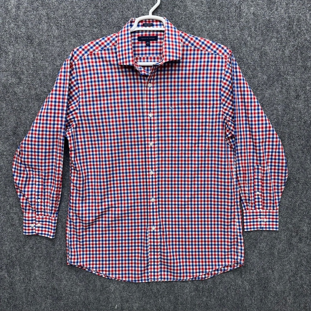Men's Tommy Hilfiger regular fit button up shirt long sleeve size L 16.5 32/33